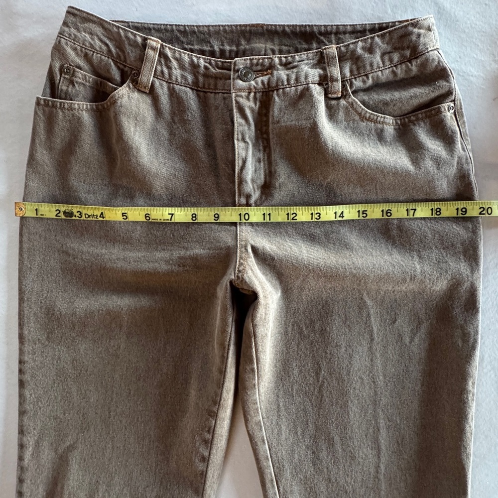 Newport News Taupe Brown Ruched Tapered Leg Denim Jeans (10) - Picture 8 of 16